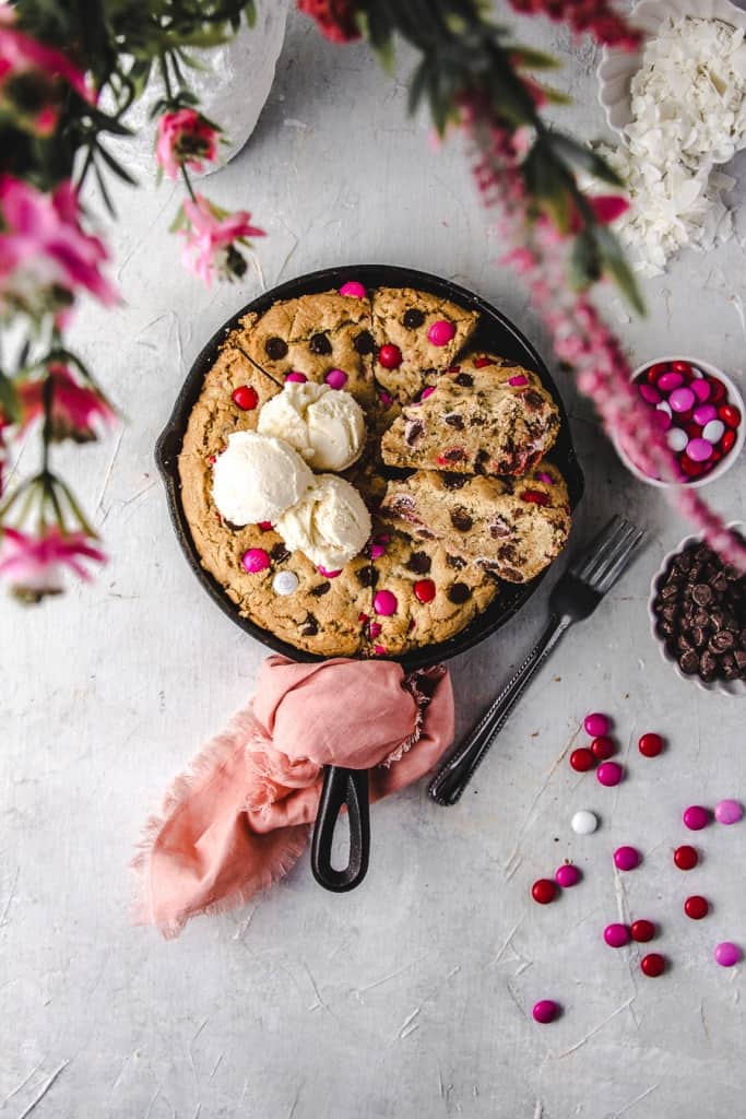 coconut chocolate chip skillet cookie